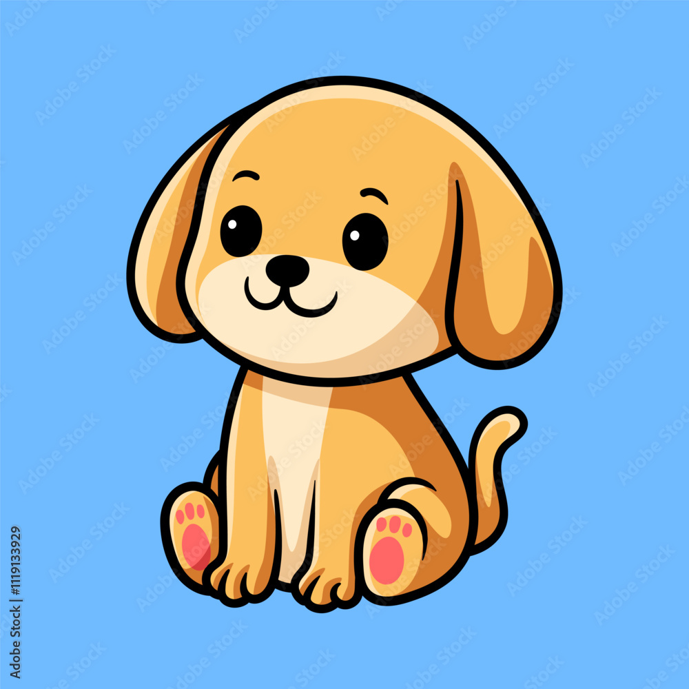 Fototapeta premium fun cartoon character of dog isolated colored drawing line art style design illustration