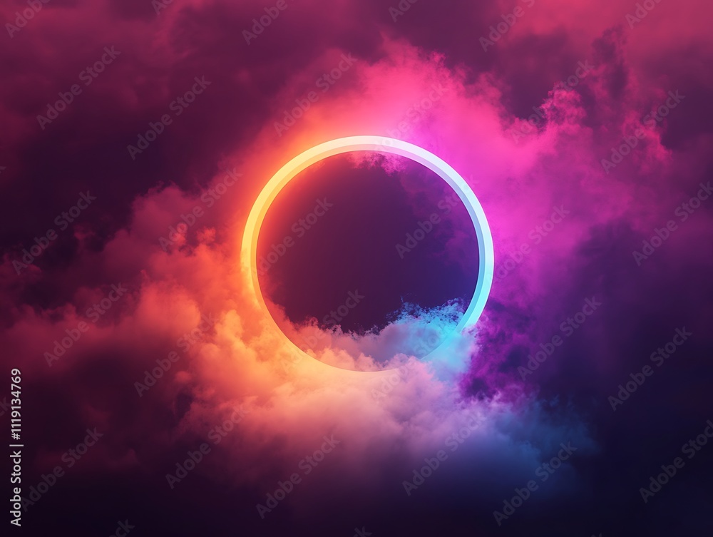Neon Dreams: A Glowing Portal in the Clouds Neon Dreams: A Glowing Portal in the Clouds