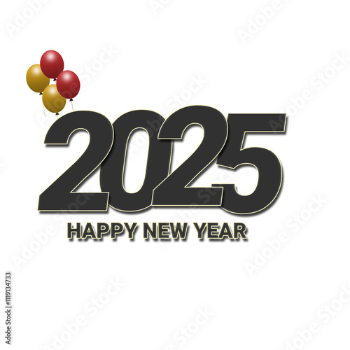 Happy New Year 2025 With Balloons