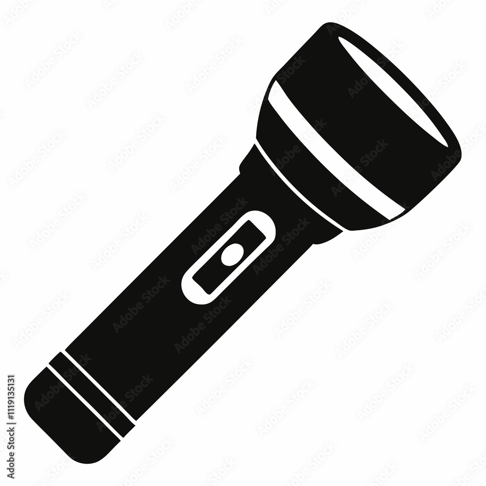 Black Vector Art of Smart Flashlight Silhouette Black Vector Art of Smart Flashlight Silhouette