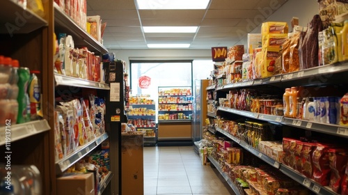 A Glimpse of a Well-Stocked Grocery Store Aisle