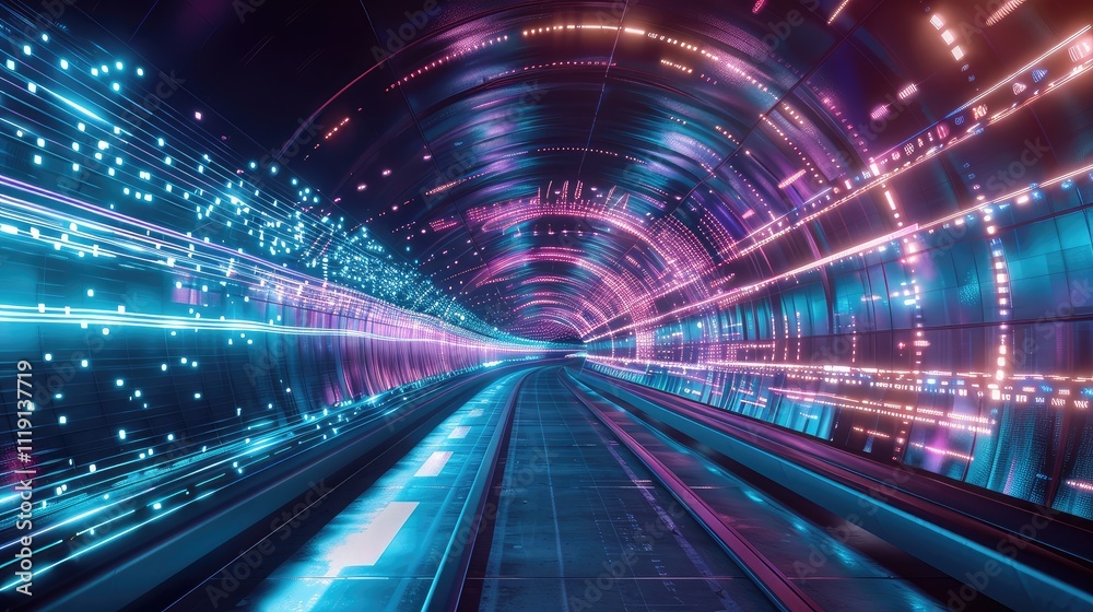 Neon Lit Futuristic Tunnel Neon Lit Futuristic Tunnel