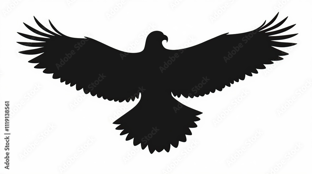 Obraz premium Majestic Bird Silhouette of Hawk or Eagle in Flight