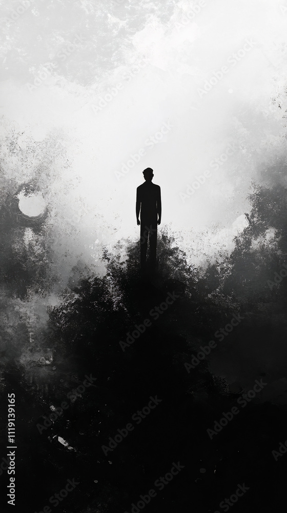 The illustration depicts a person who can no longer trust the other person due to the other person's betrayal, and is tormented by emotions such as anxiety and worry.