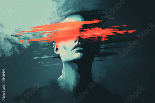 The illustration depicts a person who can no longer trust the other person due to the other person's betrayal, and is tormented by emotions such as anxiety and worry.