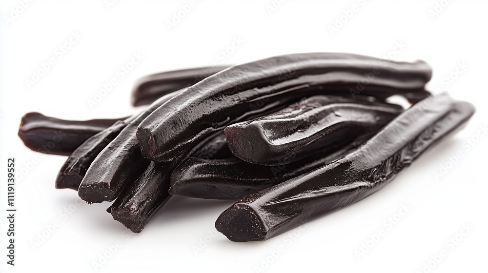 Appetizing licorice candies of different shapes on a white background, isolated Appetizing licorice candies of different shapes on a white background, isolated