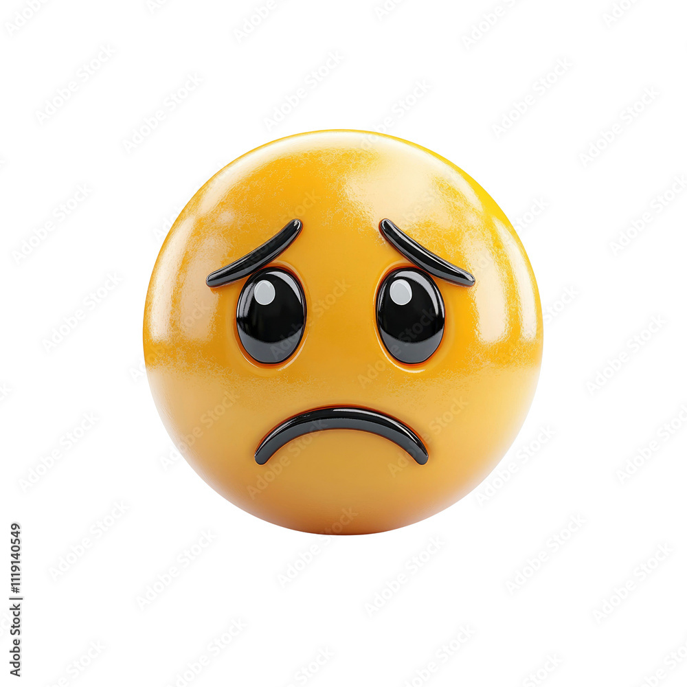 Fototapeta premium 3D Render of a Sad Emoji with Tearful Eyes and Frown
