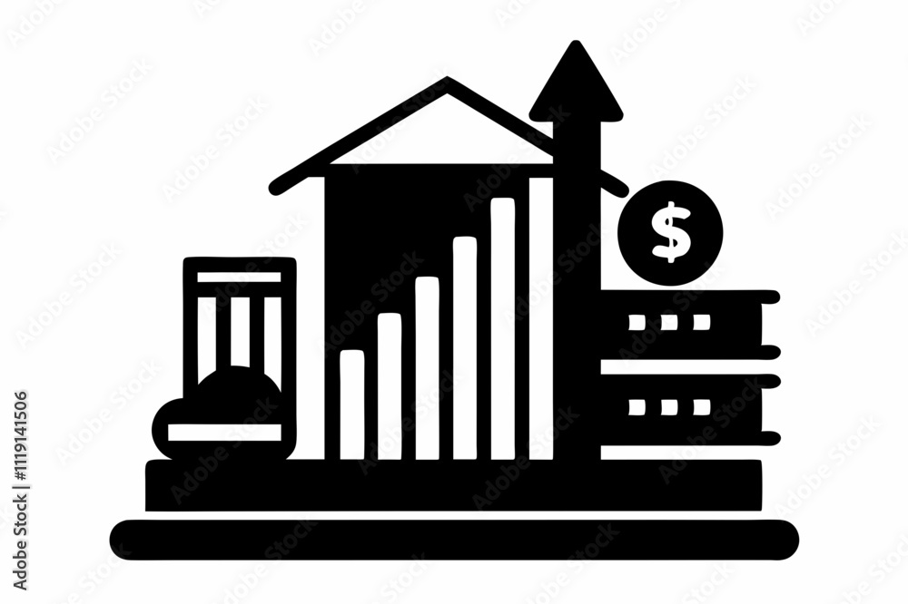 Fixed Deposit Chart Icon Black Silhouette Vector Fixed Deposit Chart Icon Black Silhouette Vector