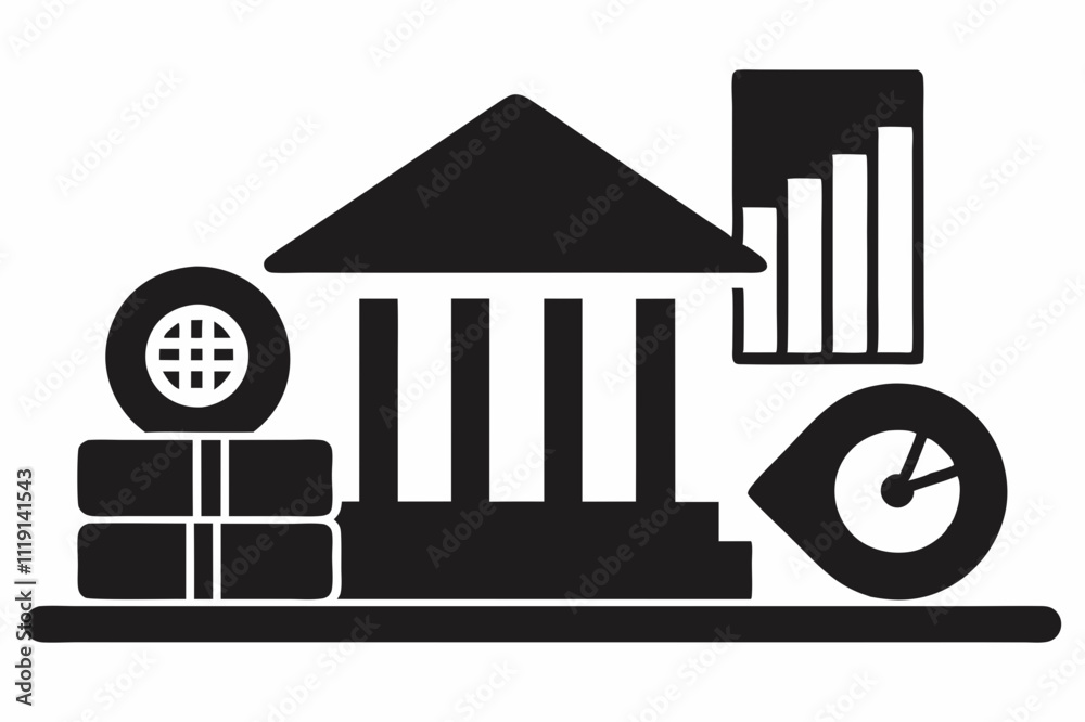 Fixed Deposit Chart Icon Black Silhouette Vector Fixed Deposit Chart Icon Black Silhouette Vector