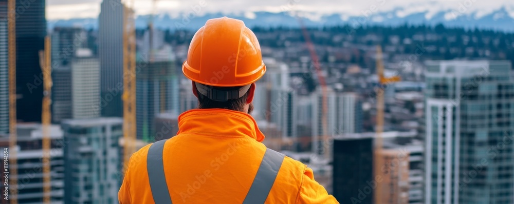 Confident Construction Foreman Analyzing Digital Site Map in Modern Urban Environment Confident Construction Foreman Analyzing Digital Site Map in Modern Urban Environment