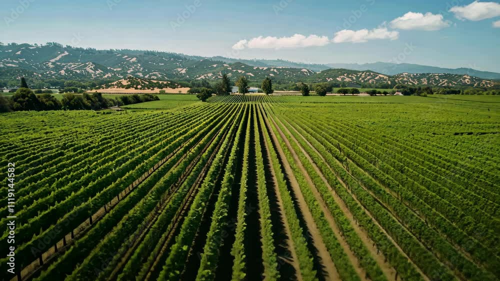 Aerial View of Serene Vineyard Rows in Napa Valley Aerial View of Serene Vineyard Rows in Napa Valley