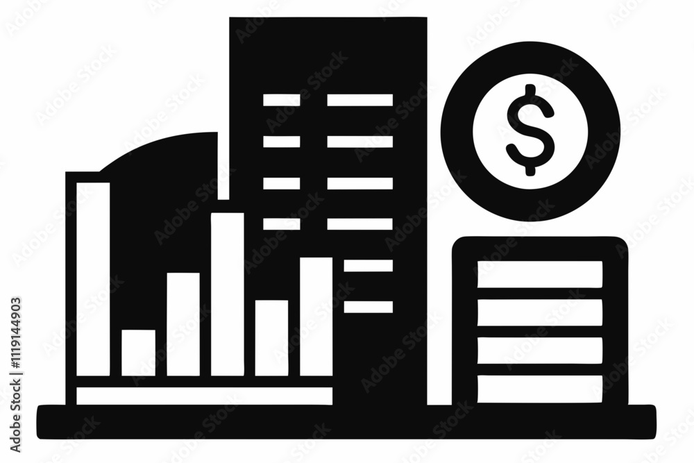 Income Statement Icon Black Silhouette Vector Income Statement Icon Black Silhouette Vector
