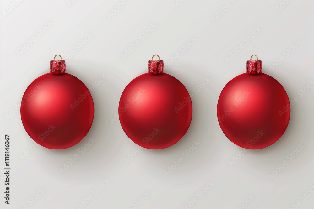 Christmas Background with Realistic Red Baubles Christmas Background with Realistic Red Baubles