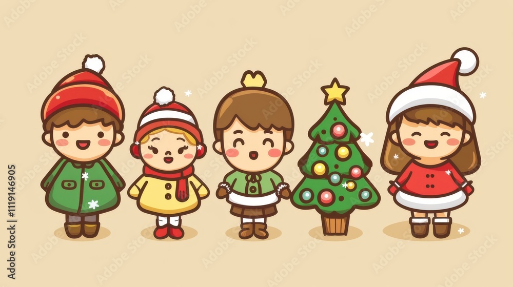Cartoon Christmas: 2D Simple Illustration Cartoon Christmas: 2D Simple Illustration