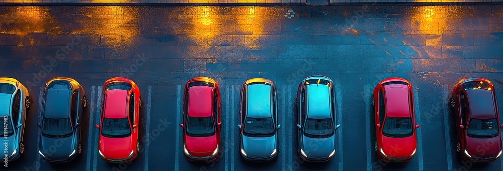 An aerial view shows an autonomous car parking itself using radar sensors for a hands-free experience An aerial view shows an autonomous car parking itself using radar sensors for a hands-free experience