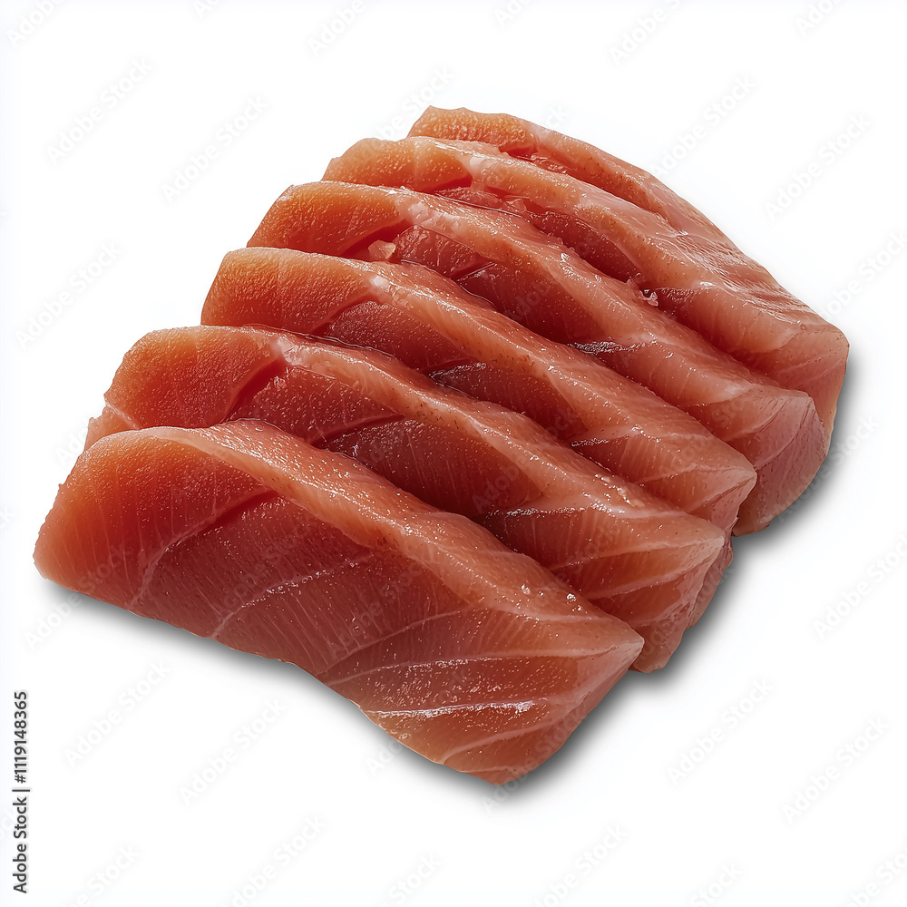 Fresh Sashimi Tuna Slices on White Background
Fresh Sashimi Tuna Slices on White Background