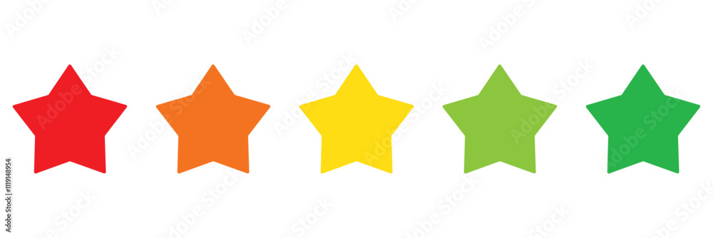 Set of five star icon collection. Yellow and black star symbol. Vector Illustration. Set of five star icon collection. Yellow and black star symbol. Vector Illustration.
