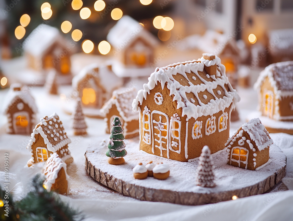 a whimsical gingerbread village cake featurin a whimsical gingerbread village cake featurin