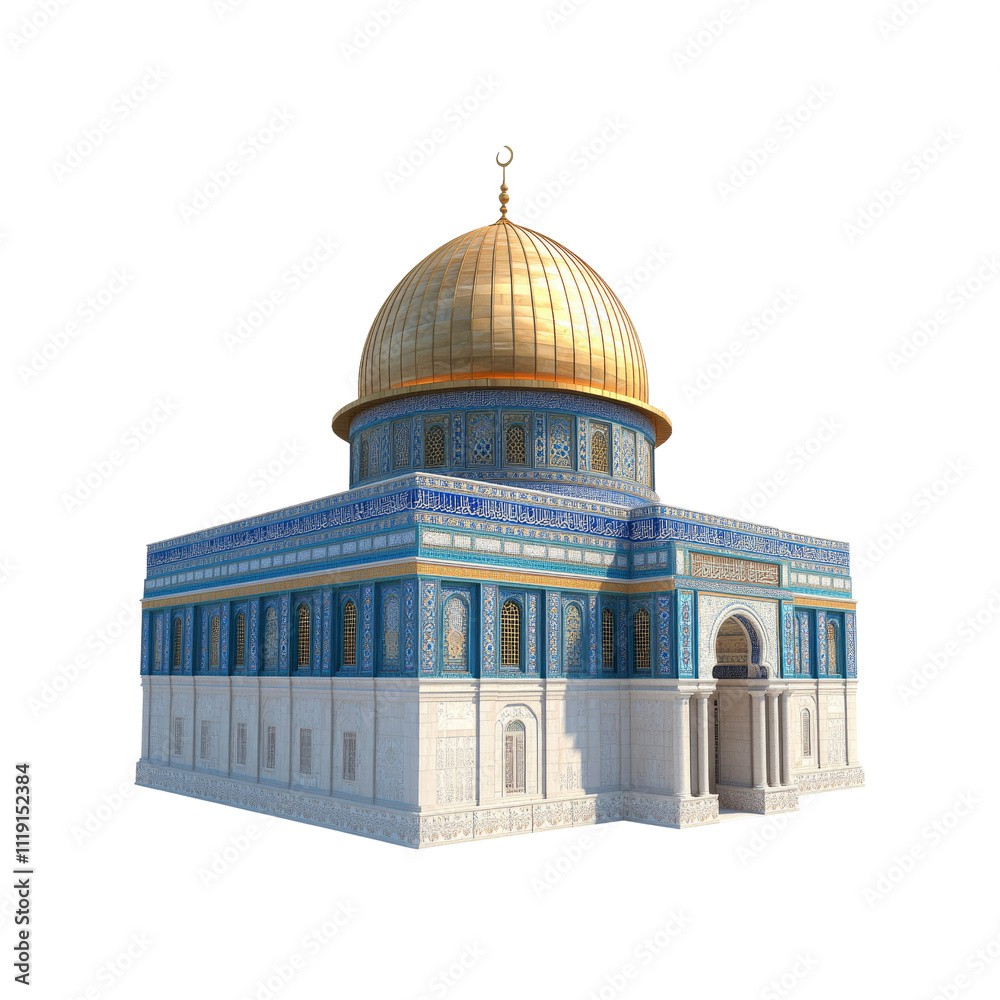 Obraz premium The Dome of the Rock 3D Render of Iconic Jerusalem Shrine
