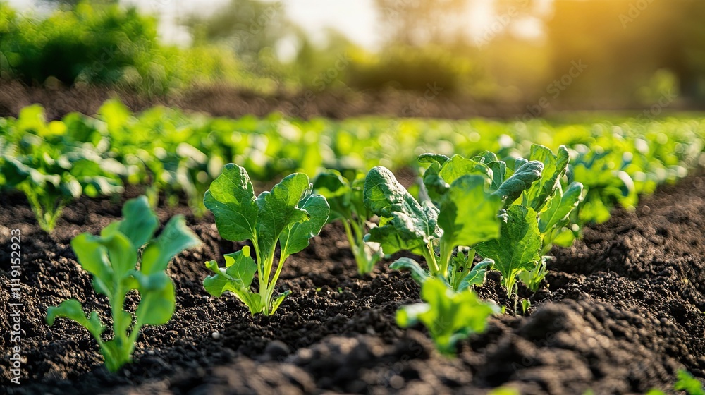 Young Green Plants Growing In Rich Soil Young Green Plants Growing In Rich Soil