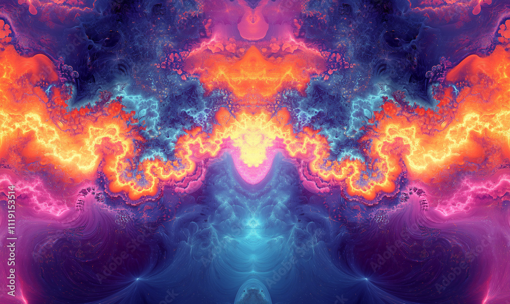 Neon abstract paintings with space Neon abstract paintings with space