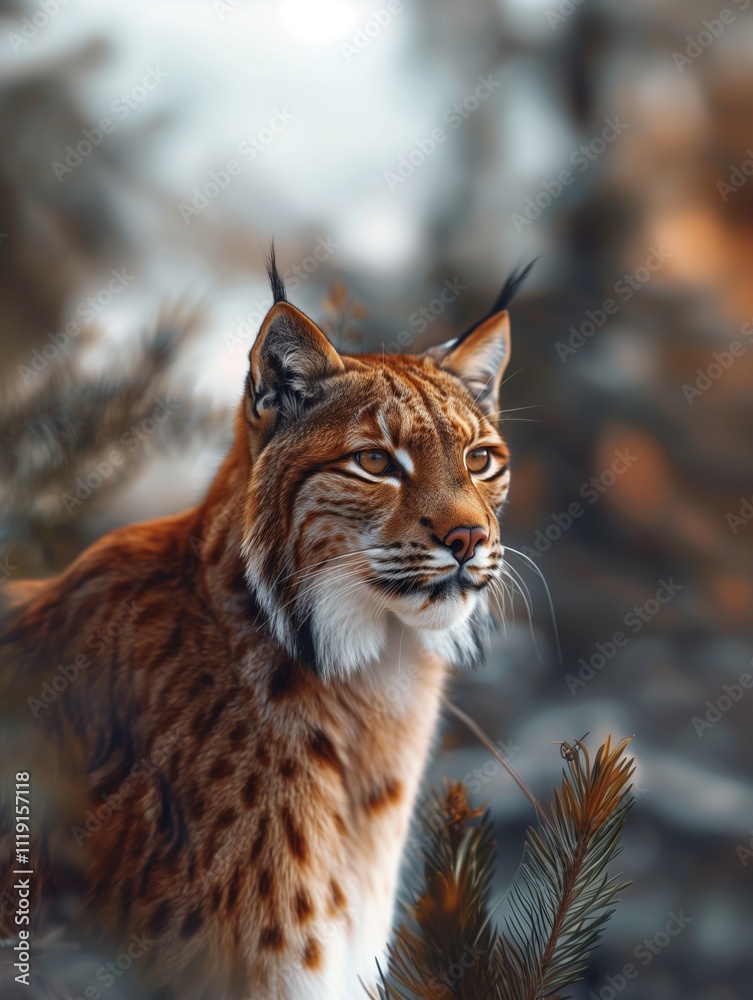 Fototapeta premium Portrait of a Mountain Lion, Puma concolor, in a Forested Habitat