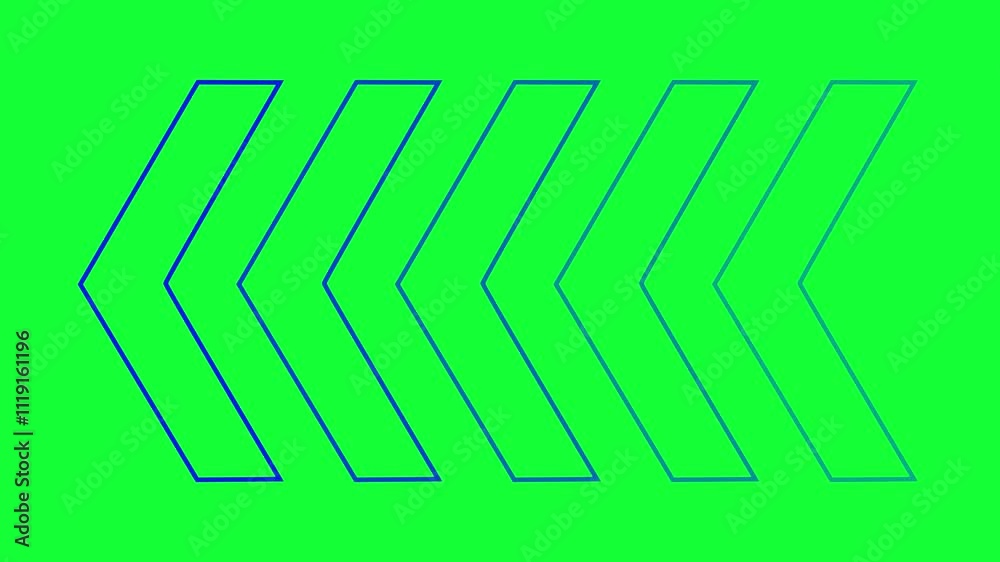 Blue color arrow moving left on green background. Blue color arrow moving left on green background.