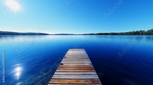 Wallpaper Mural A wooden dock in the middle of a large body of water Torontodigital.ca