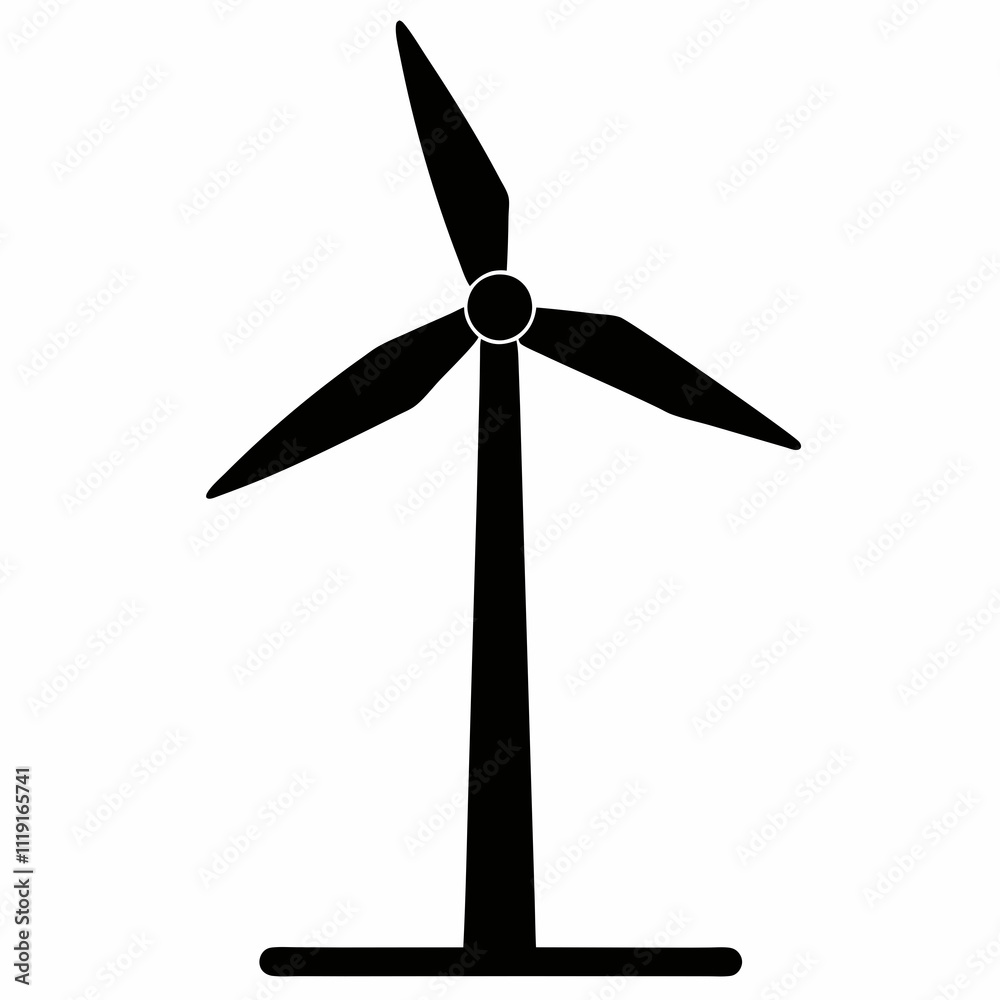 Smart Wind Turbine Silhouette - Black Vector Art Smart Wind Turbine Silhouette - Black Vector Art