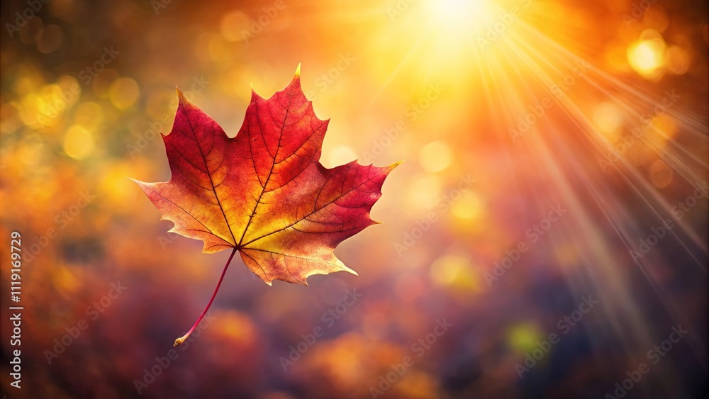 A Single Maple Leaf, Bathed in Golden Sunlight, Dances in the Autumn Breeze, Its Veins Telling Stories of Seasons Past A Single Maple Leaf, Bathed in Golden Sunlight, Dances in the Autumn Breeze, Its Veins Telling Stories of Seasons Past