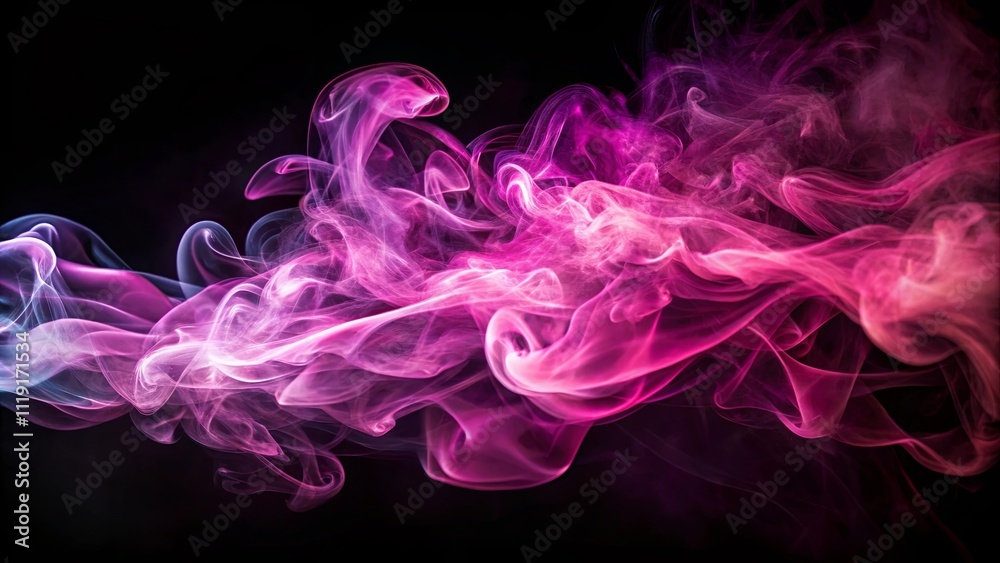 A Symphony of Smoke, Swirling and Dancing in Shades of Crimson and Azure Against a Deep Black Canvas