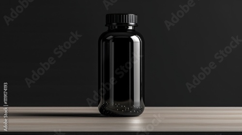 Stylish supplement bottle showcased against a smooth, monochromatic background, emphasizing the bottle's form and details without any text