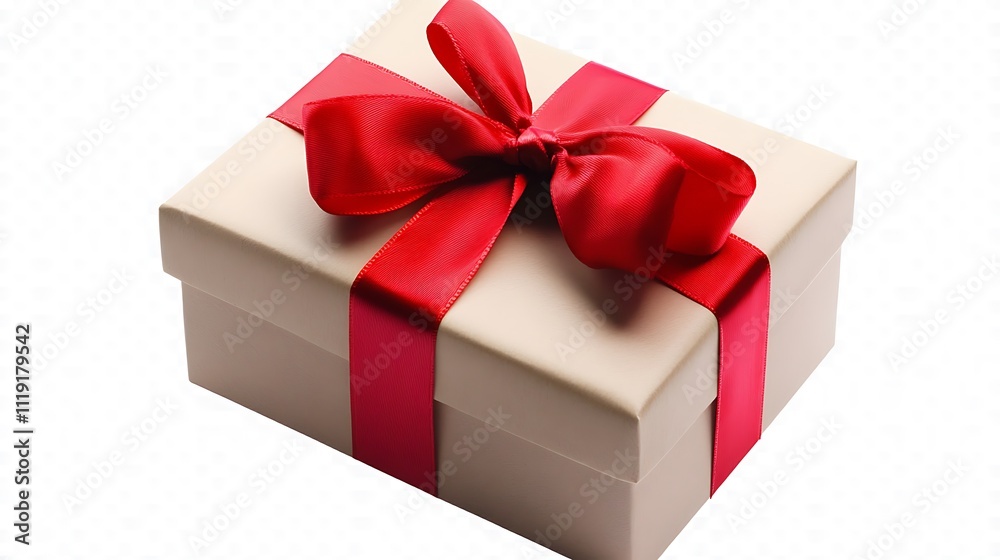 Gift box with red ribbon, isolated on transparent or white background, png Gift box with red ribbon, isolated on transparent or white background, png