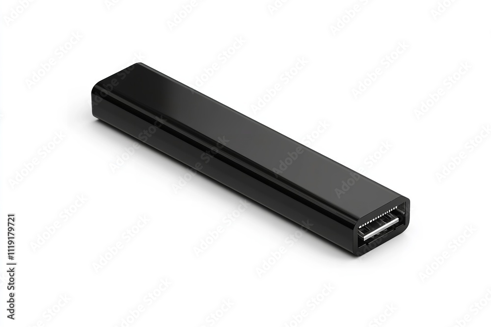 On a white background, a realistic black USB flash drive is separated. Generative Ai On a white background, a realistic black USB flash drive is separated. Generative Ai