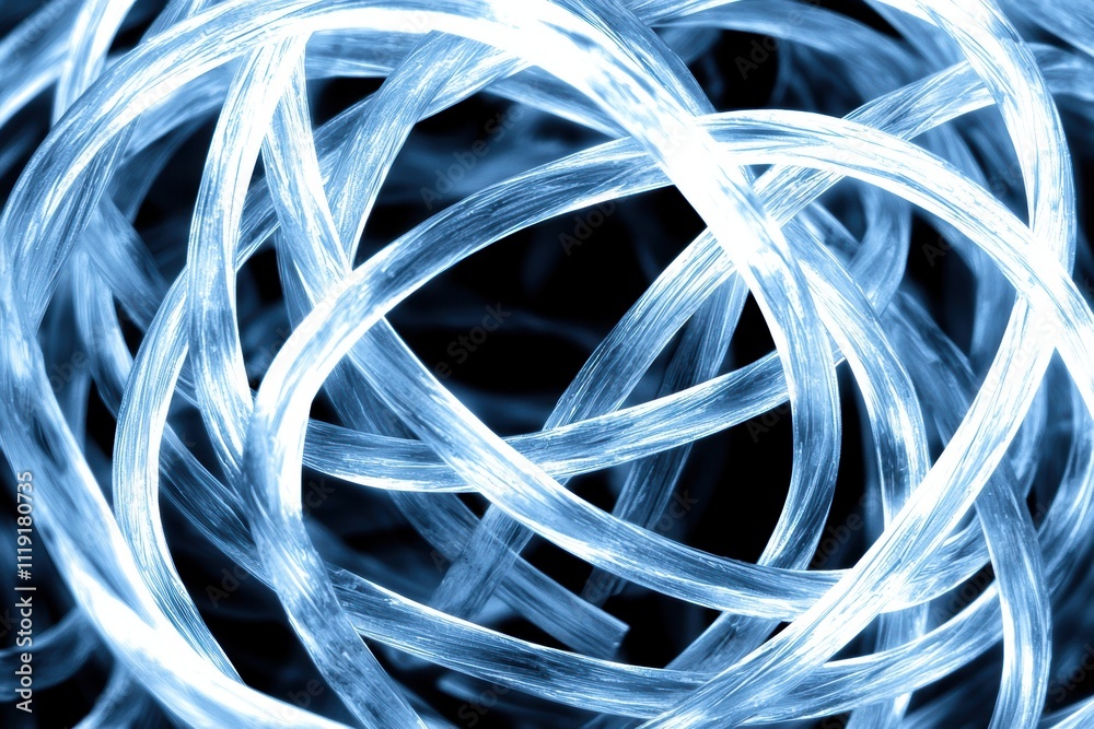Abstract Blue Light Fiber Optic Background with Intertwined Strands Abstract Blue Light Fiber Optic Background with Intertwined Strands