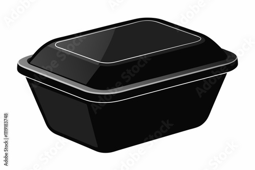 Black styrofoam food container isolated on a white background