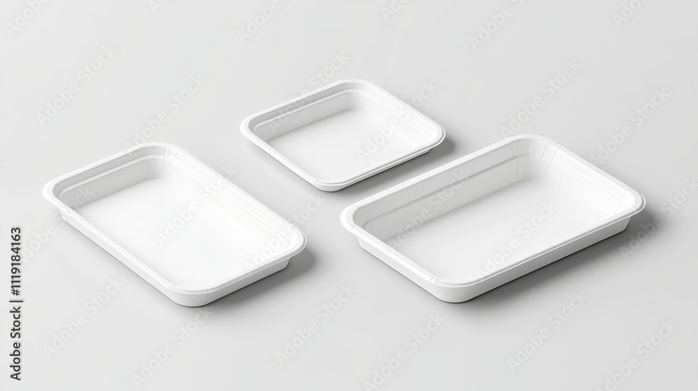 83.A versatile paper tray designed for fast food, shown in a series of mockup views. The tray is white with simple, clean lines and slightly angled sides. The set includes top-down, side, and angled 83.A versatile paper tray designed for fast food, shown in a series of mockup views. The tray is white with simple, clean lines and slightly angled sides. The set includes top-down, side, and angled