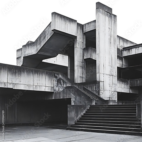 Modern Brutalist Architecture Geometric Concrete Design Unique Urban Structural Style Photo photo