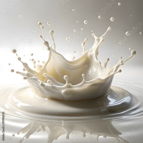 creamy splash of milk in mid motion photo