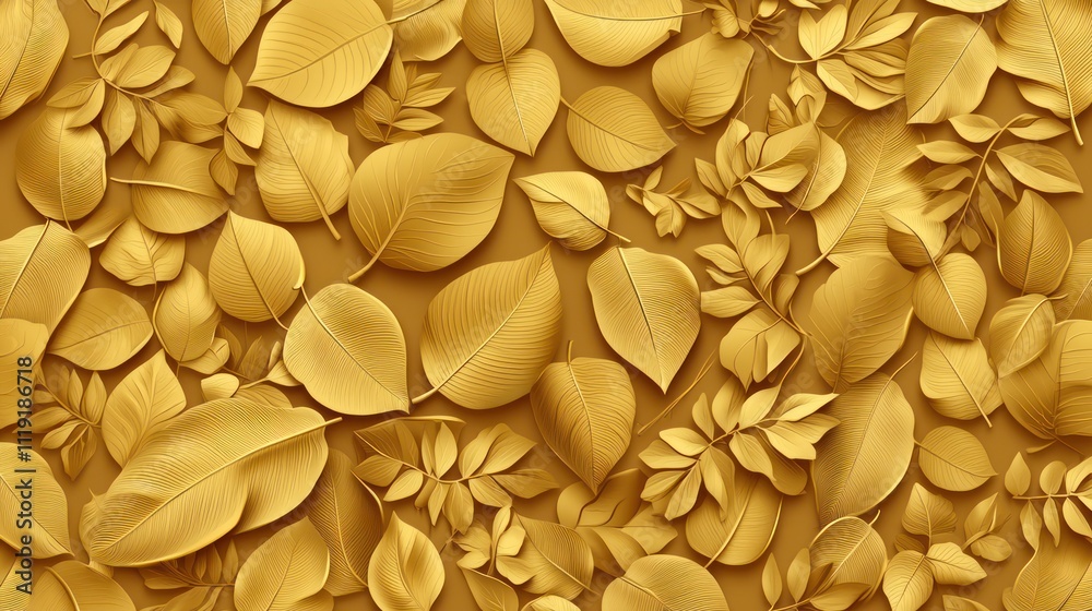 A textured background featuring an array of golden leaves in various shapes, creating a warm and elegant aesthetic. A textured background featuring an array of golden leaves in various shapes, creating a warm and elegant aesthetic.