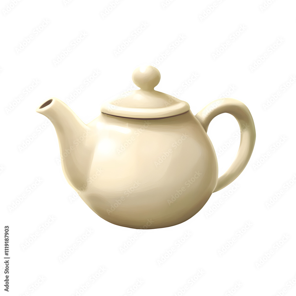 Cream-Colored Ceramic Teapot Cream-Colored Ceramic Teapot