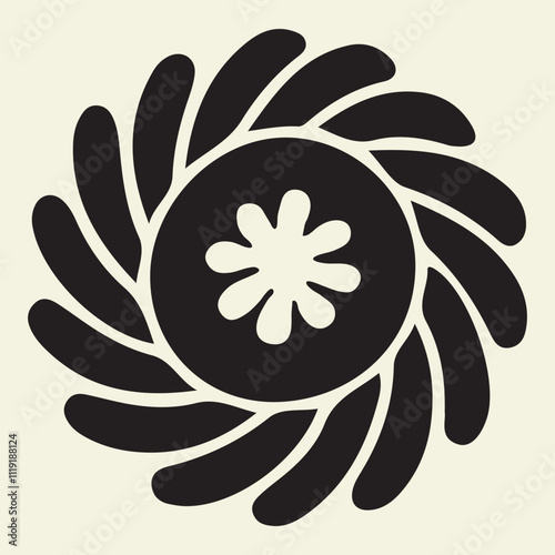 Monochrome flower Silhouette Vector Icon