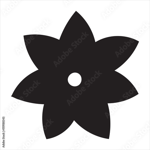 Monochrome flower Silhouette Vector Icon