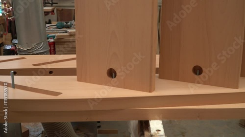 Assembling Wooden Stairs in a Workshop