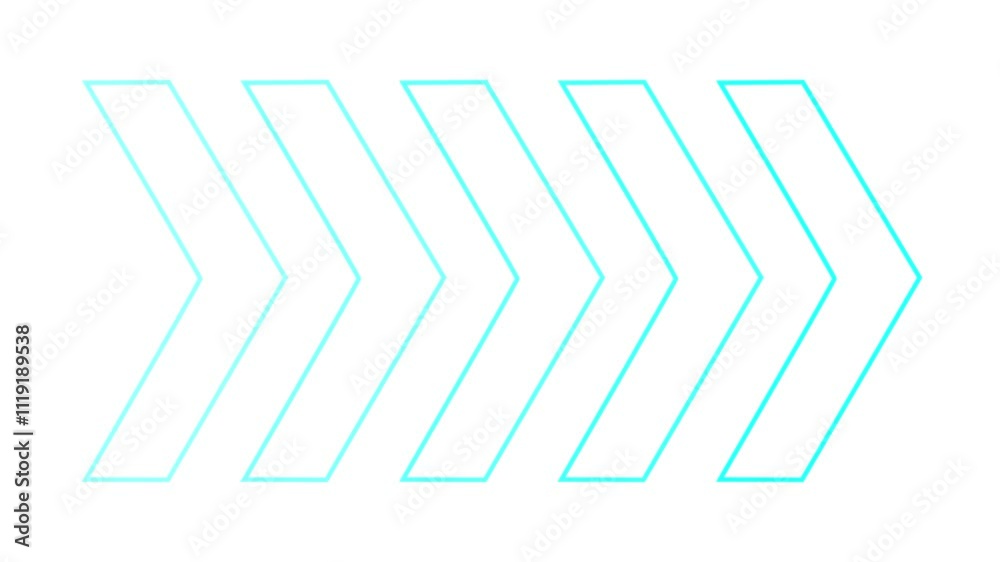 Cyan color arrow moving right on white background. Cyan color arrow moving right on white background.