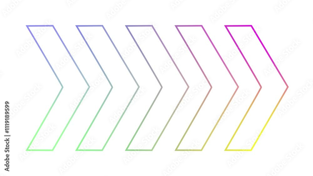 4 color arrow moving right on white background. 4 color arrow moving right on white background.