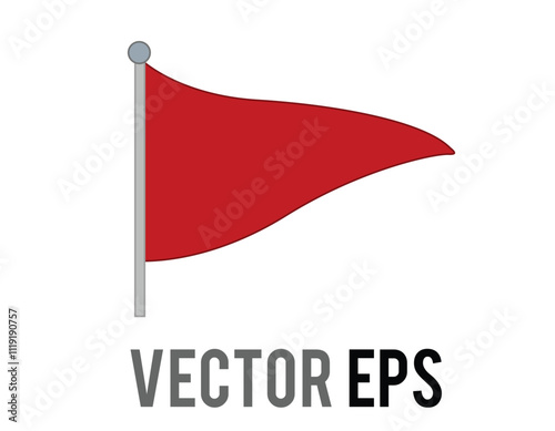 Vector isolated triangular gradient red flag icon with silver pole