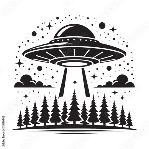 UFO Silhouette - Vector of UFO - UFO Illustration.