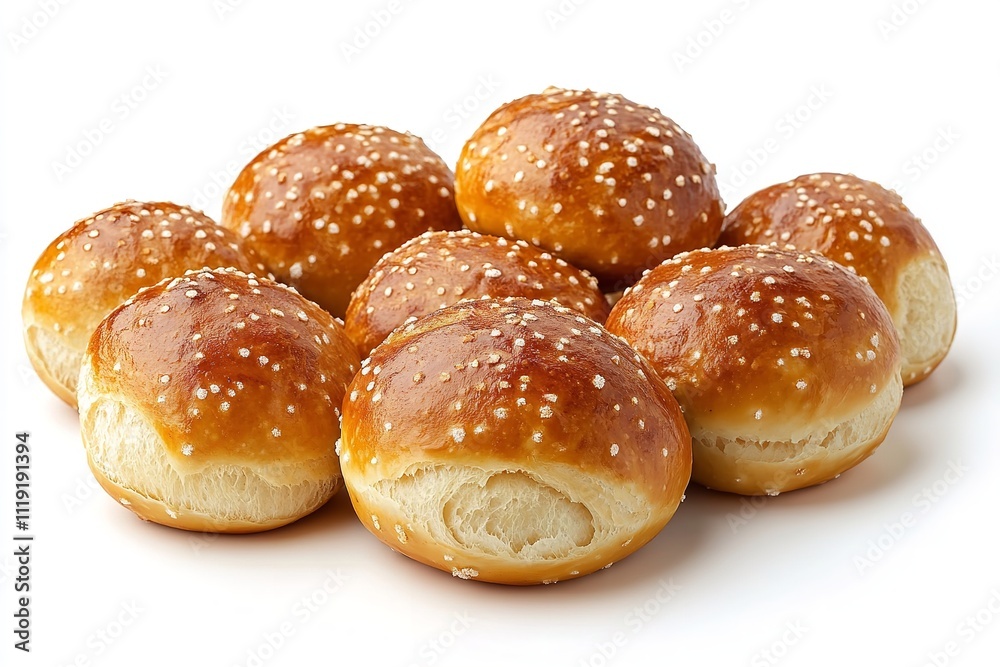 High-quality, realistic soft pretzel bites isolated on a white backdrop. Generative Ai High-quality, realistic soft pretzel bites isolated on a white backdrop. Generative Ai