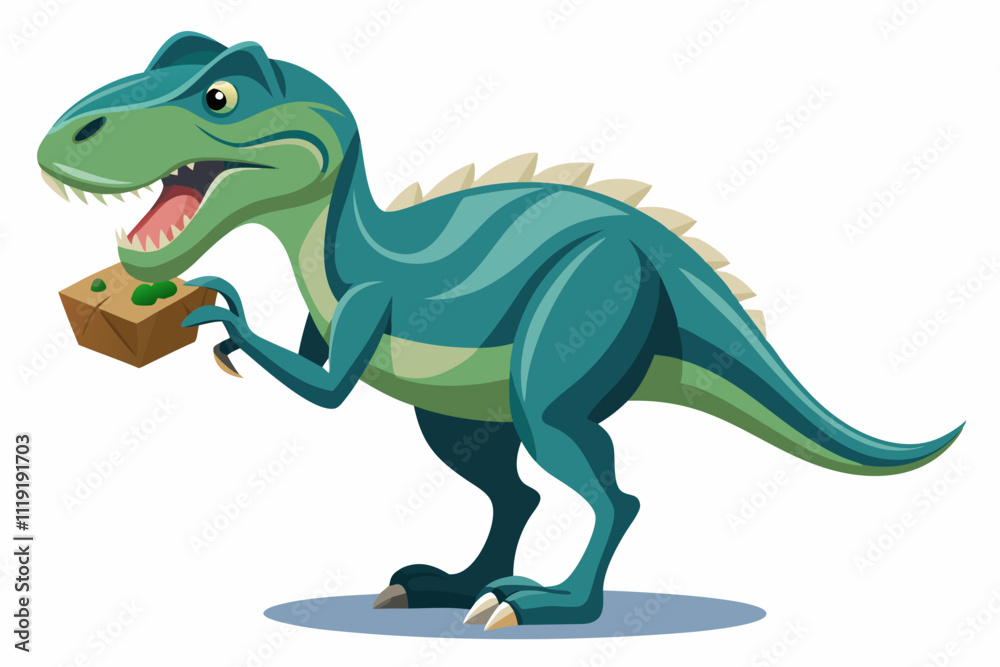 Fototapeta premium Dinosaur sitting statuette close up isolated on a white background vector illustration